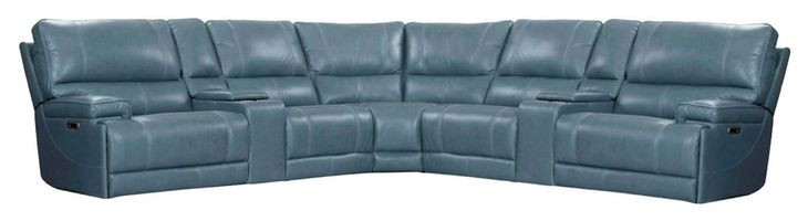 Whitman Verona Azure Leather 7 Piece Modular Power Reclining Sectional