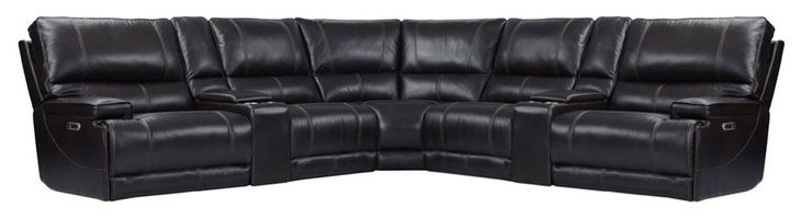 Whitman Verona Coffee Leather 7 Piece Modular Power Reclining Sectional