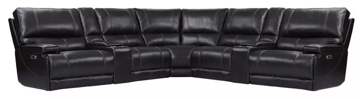 Whitman Verona Coffee Leather 7 Piece Modular Power Reclining Sectional