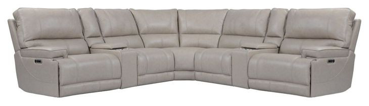 Whitman Verona Linen Leather 7 Piece Modular Power Reclining Sectional