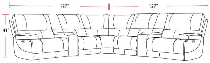 Whitman Verona Linen Leather 7 Piece Modular Power Reclining Sectional