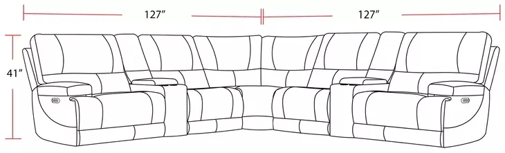 Whitman Verona Linen Leather 7 Piece Modular Power Reclining Sectional