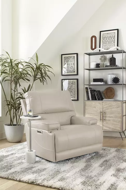 Whitman Verona Linen Cordless Power Recliner with Power Headrest