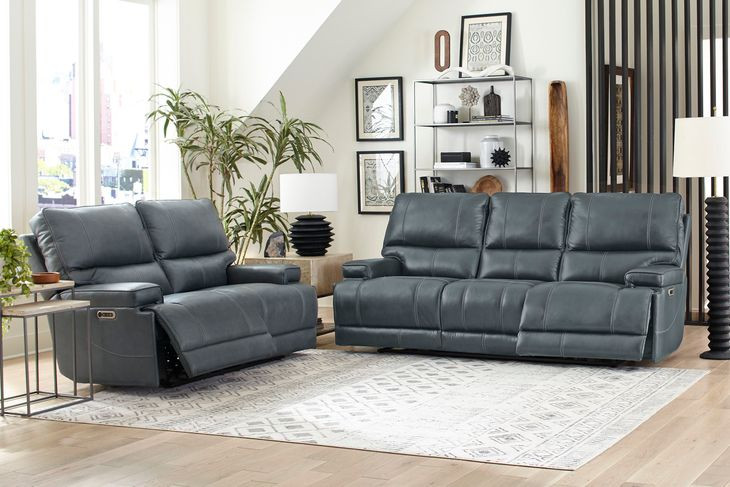 Whitman Verona Azure Cordless Power Reclining Sofa with Power Headrest