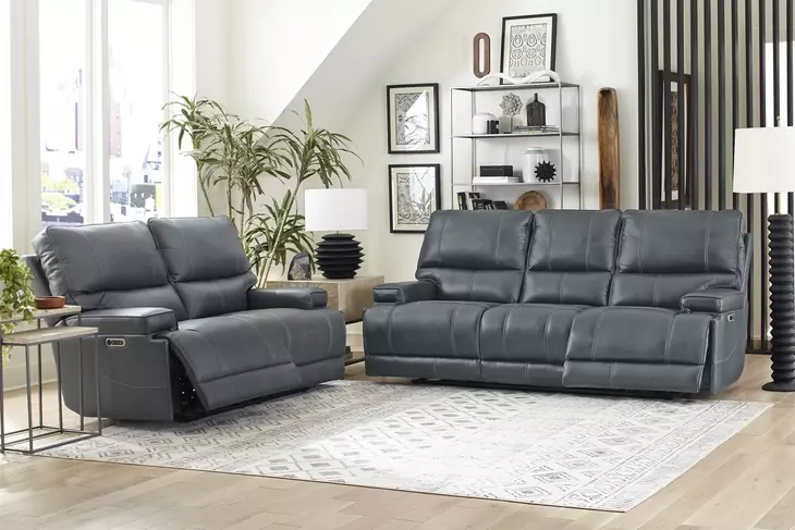 Whitman Verona Azure Cordless 89" Power Reclining Sofa with Power Headrest