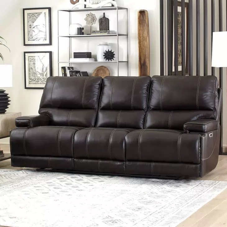 Whitman Verona Coffee Cordless 89" Power Reclining Sofa with Power Headrest