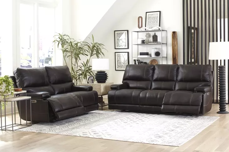 Whitman Verona Coffee Cordless 89" Power Reclining Sofa with Power Headrest