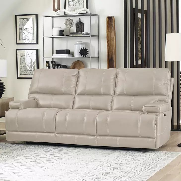 Whitman Verona Linen Cordless 89" Power Reclining Sofa with Power Headrest