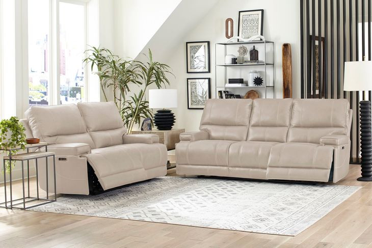 Whitman Verona Linen Cordless Power Reclining Sofa with Power Headrest