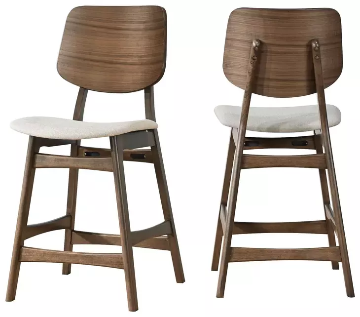 Oscar Walnut Round Glass Counter Height Room Set