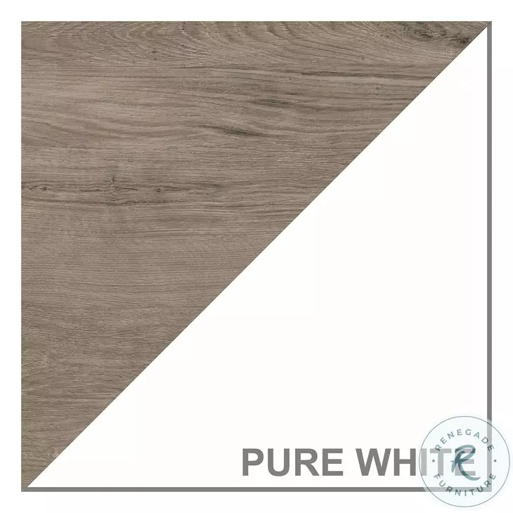 Salinas Pure White and Shiplap Gray Small Computer Desk with Hutch