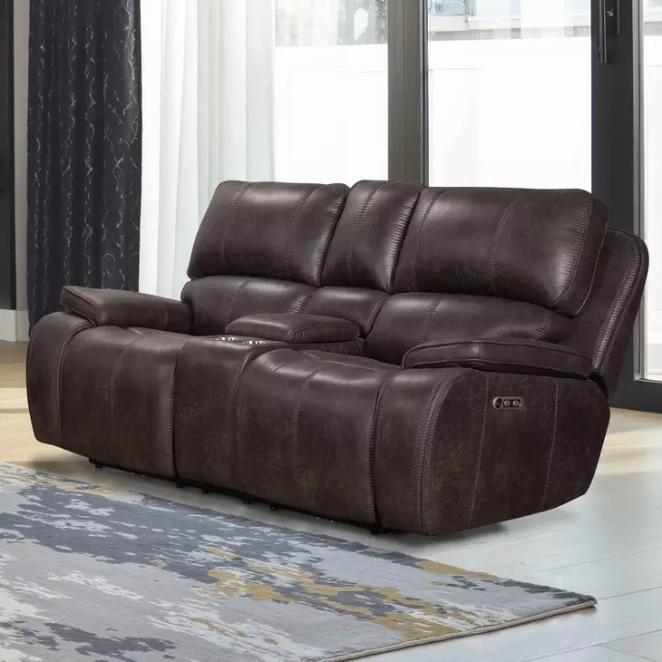 Brookings Charcoal 79" Loveseat with Power Recliner and USB Charging