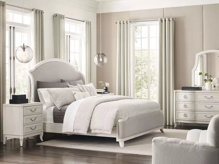 Harmony Eggshell and Black 9 Drawer Emelie Dresser with Rectangular Schafer Mirror