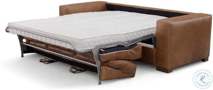 Inglewood Vintage Brown Derby Leather Queen Sleeper Sofa with Matress