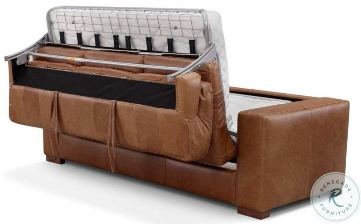 Inglewood Vintage Brown Derby Leather Queen 91" Sleeper Sofa with Matress