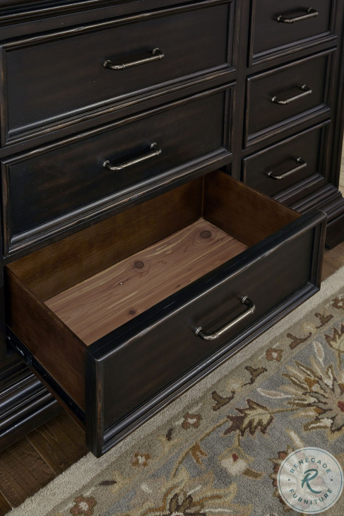 Caldwell Brown 11 Drawer Dresser and Mirror