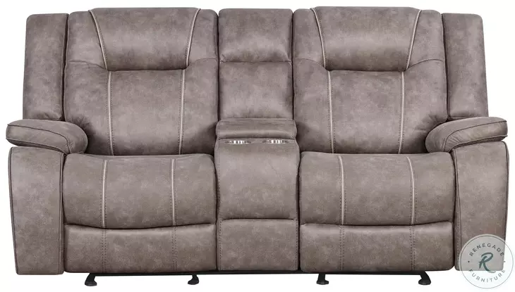 Blake Desert Taupe Performance Fabric Reclining Console Loveseat