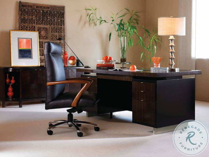 N3E Ebony And Black Leather Desk