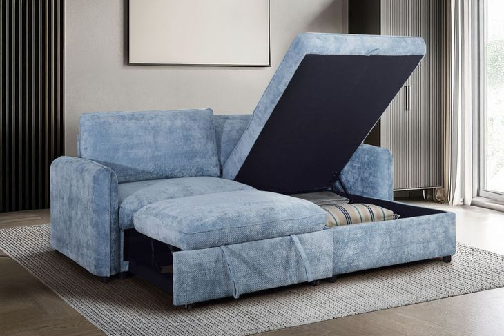 Finn Blue 46" Loveseat with Pop Up Sleeper