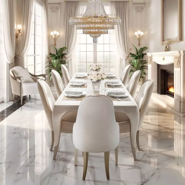 London Place Creamy Pearl 122" Extendable Rectangular Dining Table
