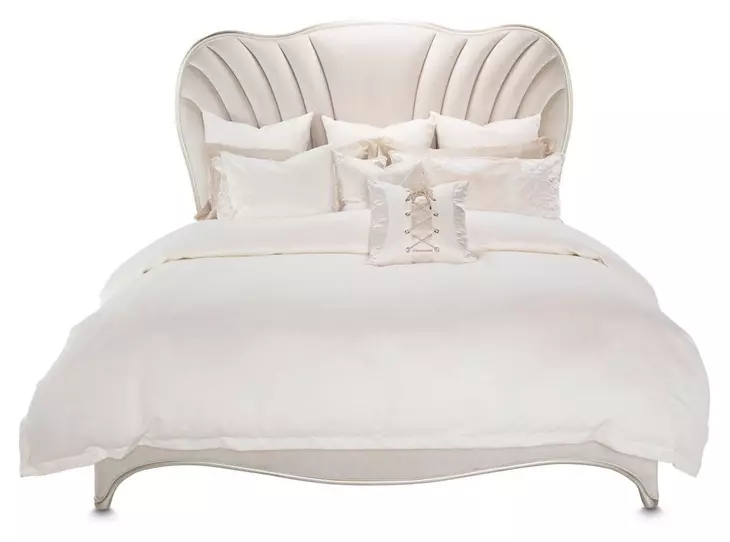 London Place Creamy Pearl Velvet Eastern King Panel Bed with USB Charging