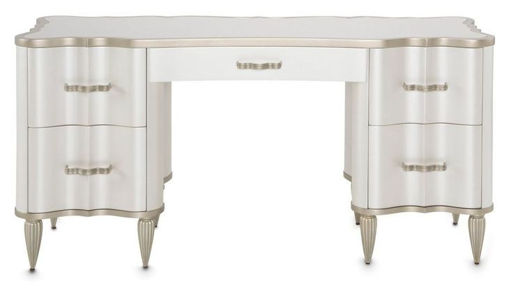 London Crest Creamy Pearl 5 Drawer Vanity Desk
