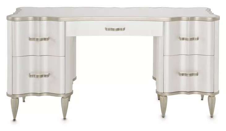 London Place Creamy Pearl 5 Drawer Vanity Desk