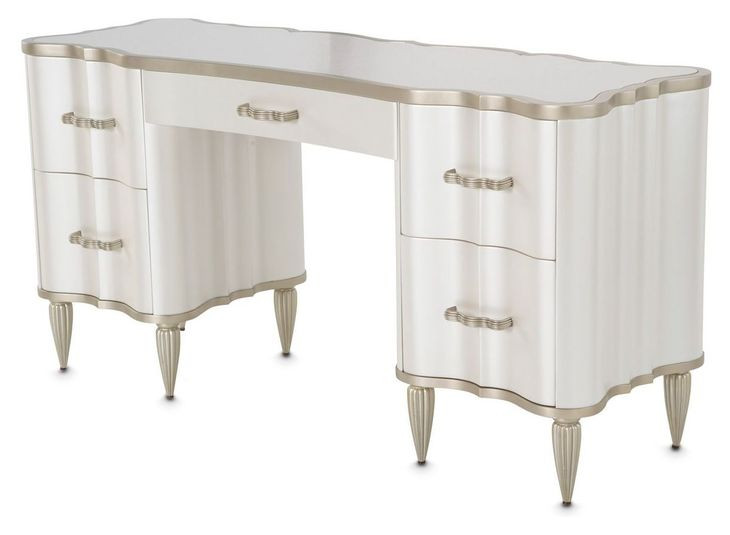 London Crest Creamy Pearl 5 Drawer Vanity Desk