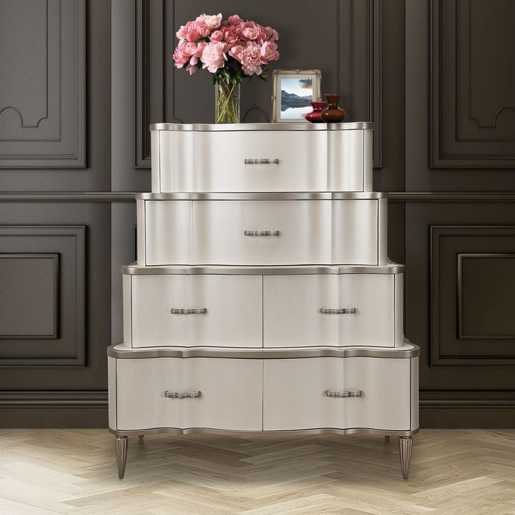 London Crest Creamy Pearl 6 Drawer Chest