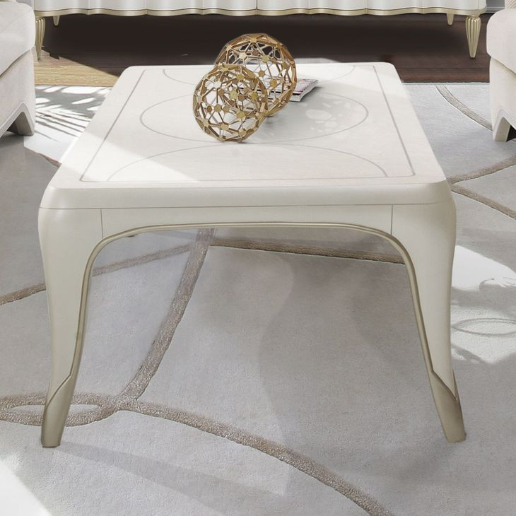 London Crest Creamy Pearl Rectangular Cocktail Table