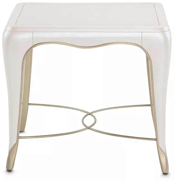London Place Creamy Pearl Rectangular End Table