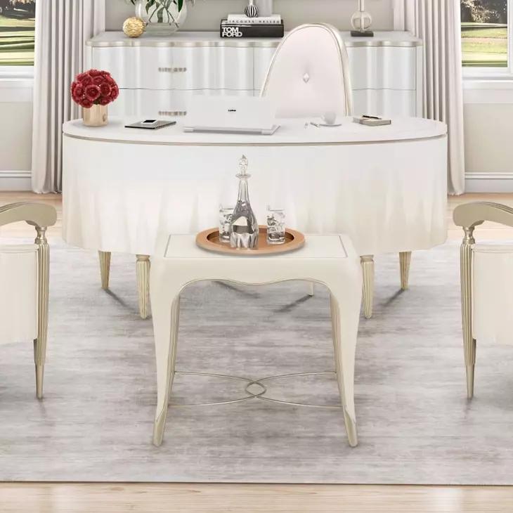 London Place Creamy Pearl Rectangular End Table