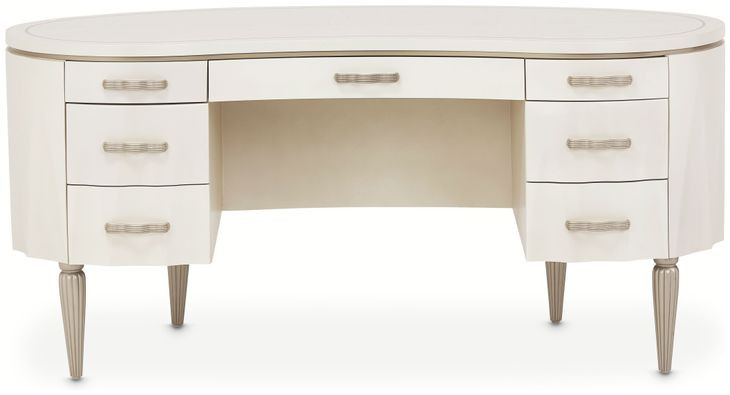 London Crest Creamy Pearl Desk with 7 Storage Drawers