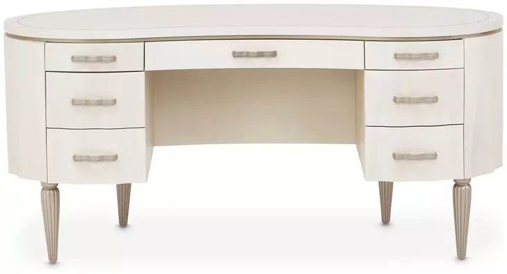 London Place Creamy Pearl Desk with 7 Storage Drawers