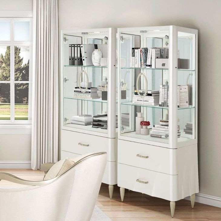 London Crest Creamy Pearl 2 Door Display Cabinet