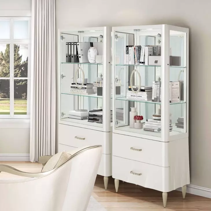 London Place Creamy Pearl 2 Door Display Cabinet