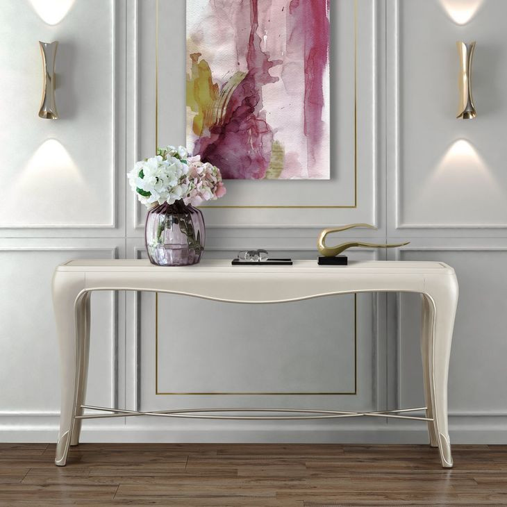 London Crest Creamy Pearl Rectangular Console Table