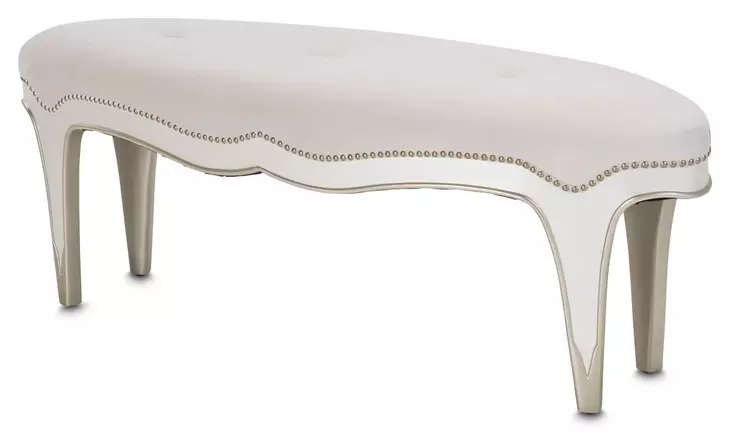 London Place Creamy Pearl Velvet Panel Bedroom Set