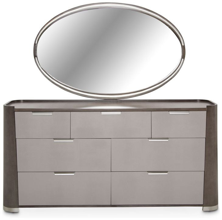 Roxbury Park Slate 7 Drawer Dresser and Oval Mirror