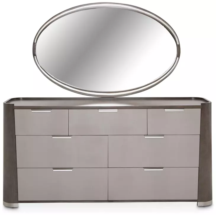 Roxbury Park Slate 7 Drawer Dresser and Oval Mirror