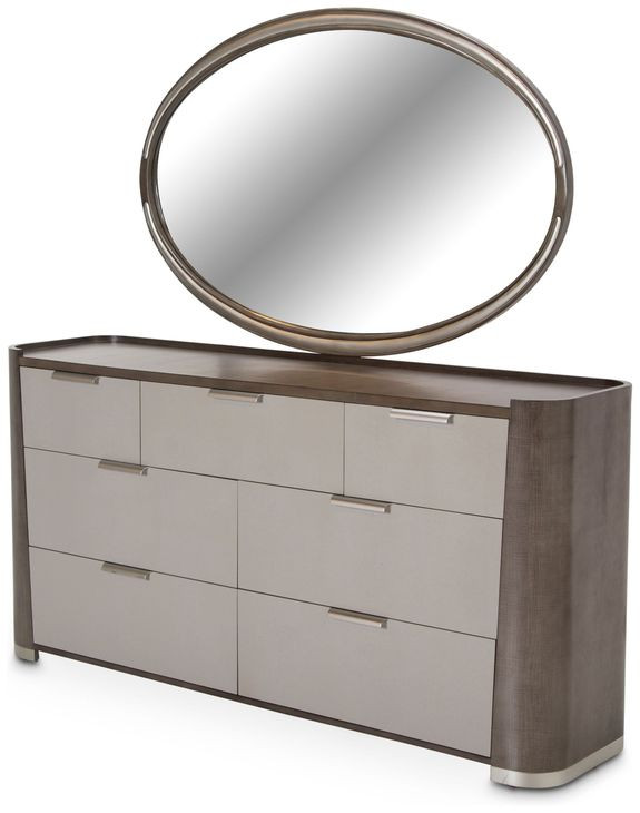 Roxbury Park Slate 7 Drawer Dresser and Oval Mirror