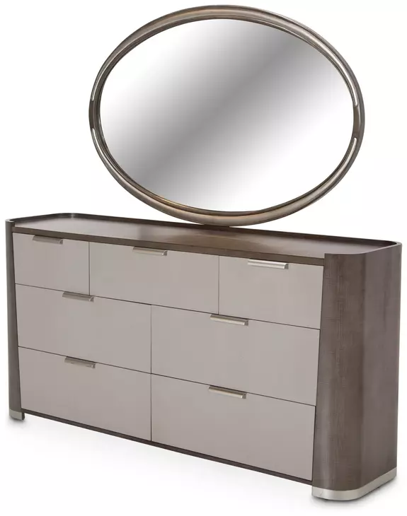 Roxbury Park Slate 7 Drawer Dresser and Oval Mirror