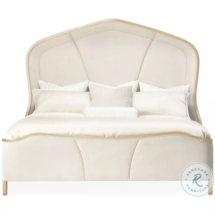 Malibu Crest Chardonnay And Doeskin Queen Upholstered Curved Panel Bed