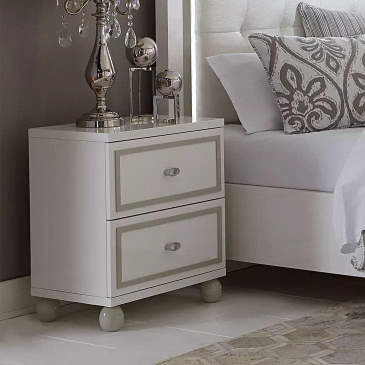 Skyline Cloud White 2 Drawer Nightstand