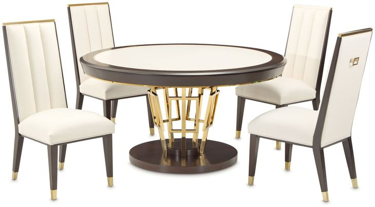 Belmont Place Espresso and White 60" Round Dining Table