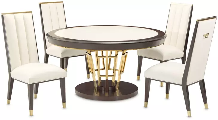 Belmont Place Espresso and White 60" Round Dining Table