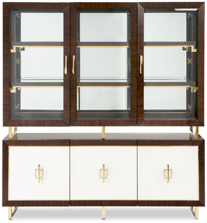 Belmont Place Espresso 6 Door China Cabinet and Buffet with LED