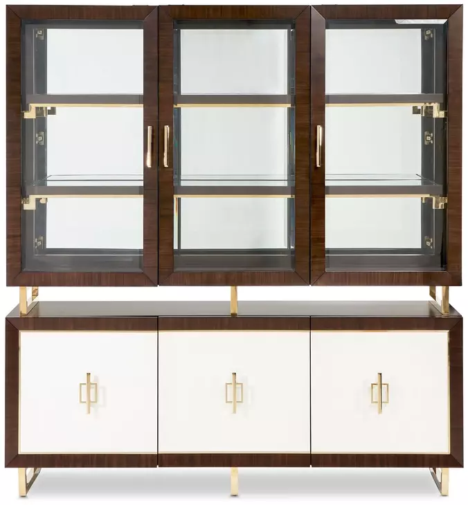 Belmont Place Espresso 6 Door China Cabinet and Buffet with LED