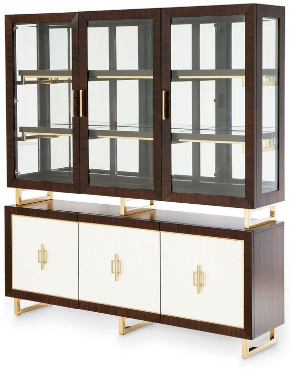 Belmont Place Espresso 6 Door China Cabinet and Buffet with LED