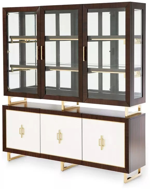 Belmont Place Espresso 6 Door China Cabinet and Buffet with LED